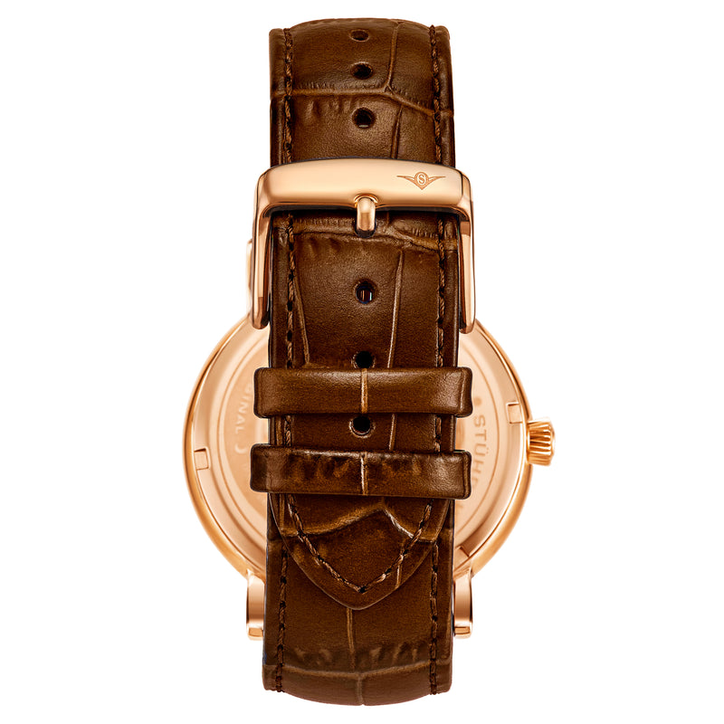 Symphony Rose Gold case/Leather strap/ Brass Dial | Black Dial