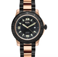 Seacloud Gevril Two Tone Rose Gold Tone Black PVD Black Dial Luminous Hands Swiss Made Automatic Bracelet Date Watch | Black Dial