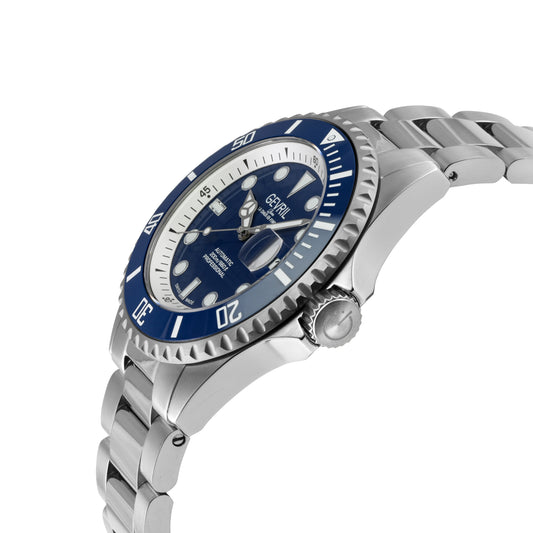 Wall Street Gevril Swiss Made SW200-1 Steel Rotating Blue Ceramic Bezel , 316L case, Blue Dial Blue Dial