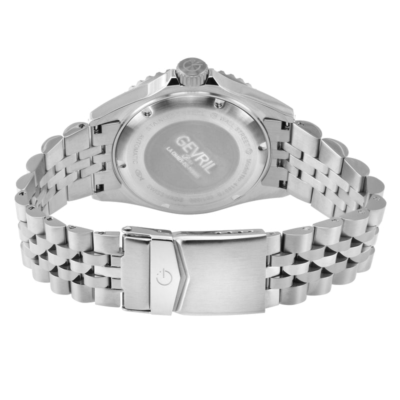 Wall Street Gevril Swiss Made SW200-1 Steel Rotating Black Ceramic Bezel , 316L case, Black Dial | Black Dial