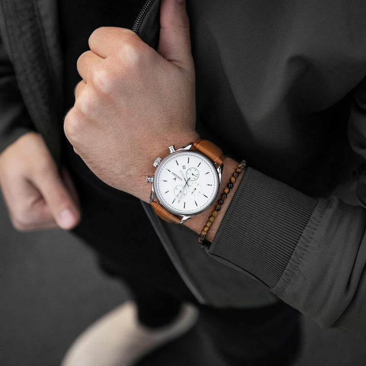 The Chrono S2 40mm Silver/Tan | White Dial