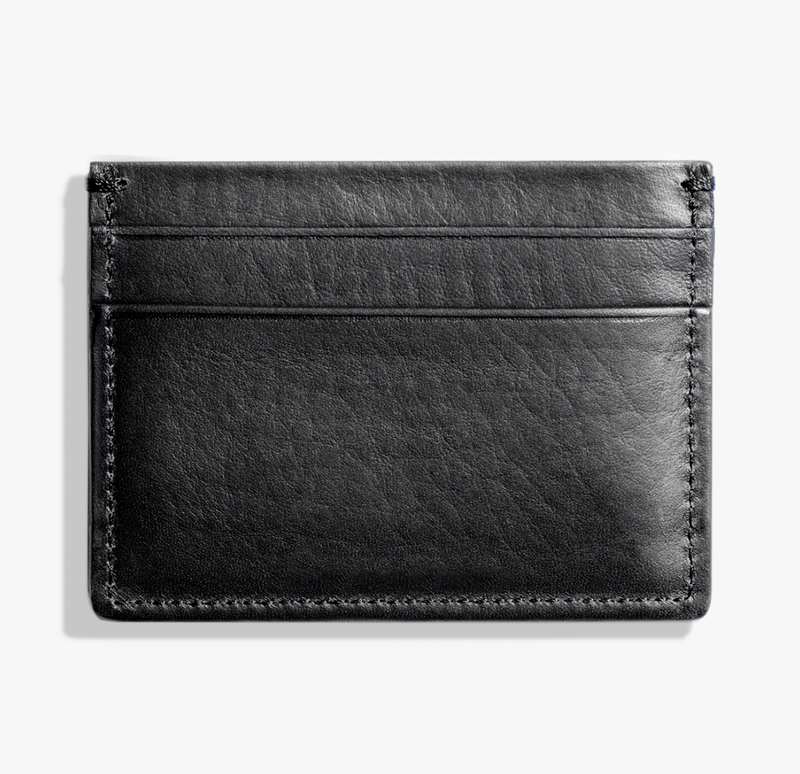 Five Pocket Card Case Natural Grain Leather - Black