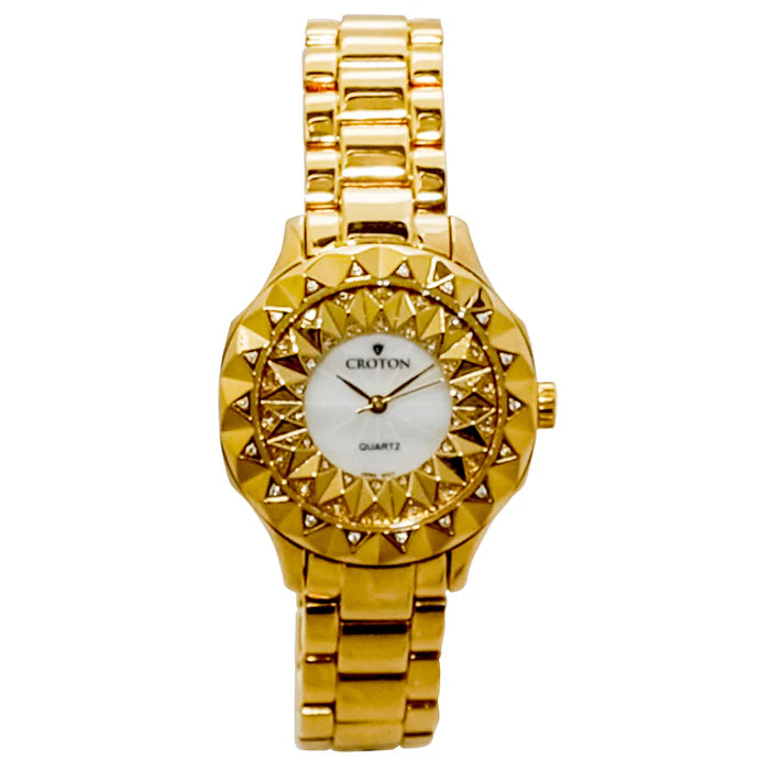 Croton Women's Quartz Crystal Accented Beveled Bracelet Watch  |  Dial