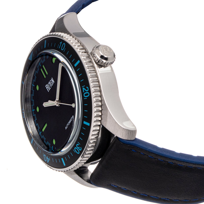 Elijah Automatic Watch W/Date Black/Blue | Black Dial