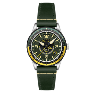 FLYBOY AIRMASTER GMT AUTOMATIC Green / Leather | Green Dial