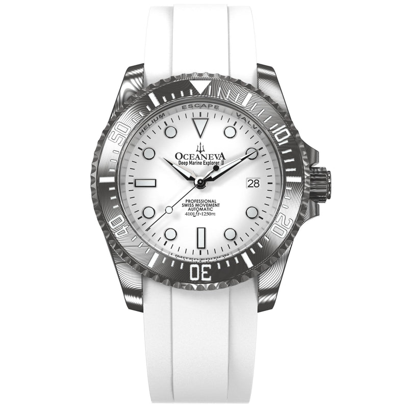 Oceaneva Damascus Swiss Automatic SW200 Deep Marine Explorer II (Damascus/White Dial)