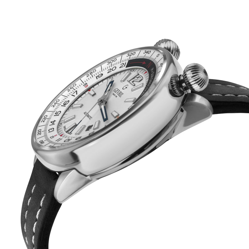 Wallabout Swiss Made Automatic Solar compass silver Black | Silver Dial