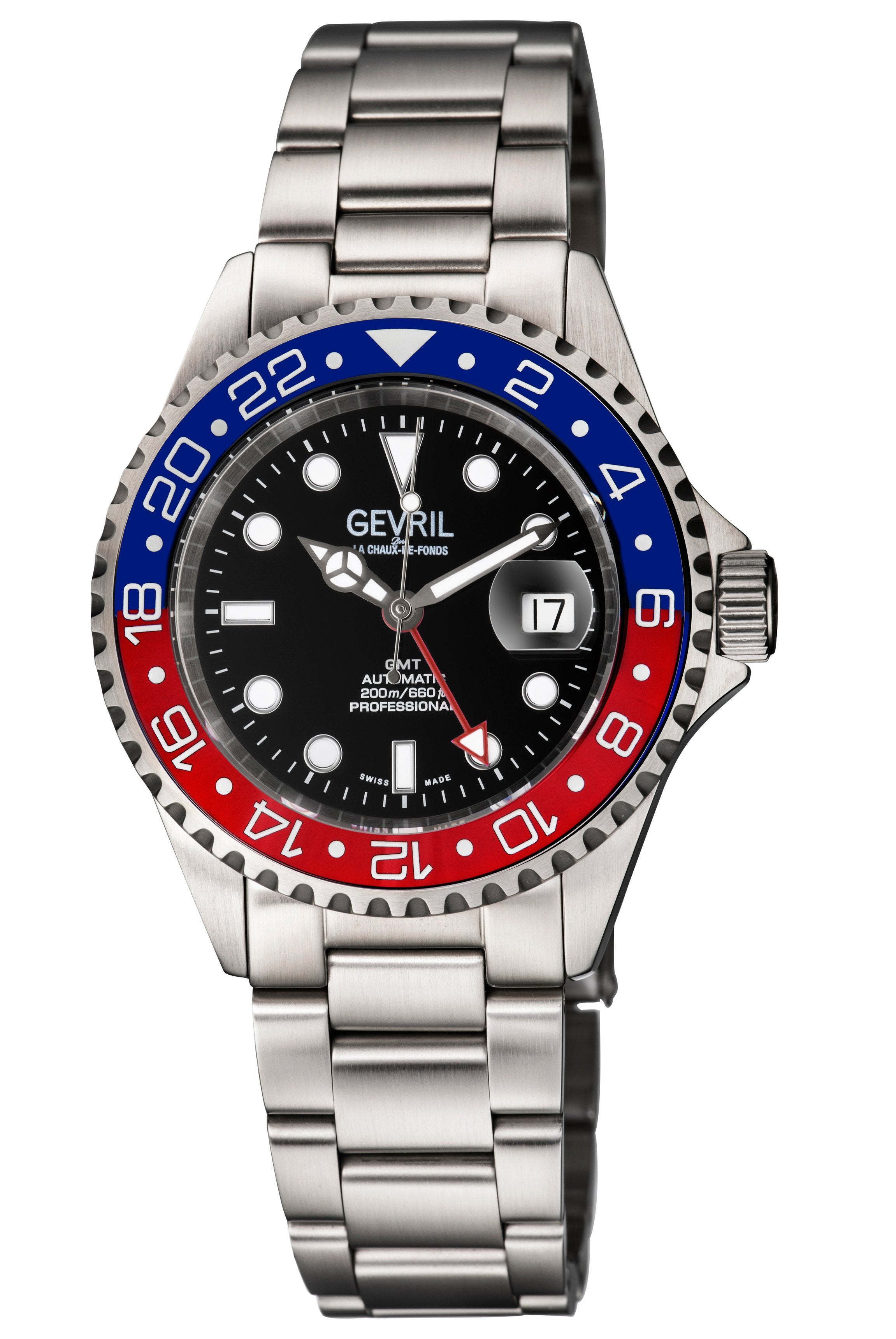 Wall Street GMT Swiss Made SW330 GMT Swiss Automatic Diver's watch