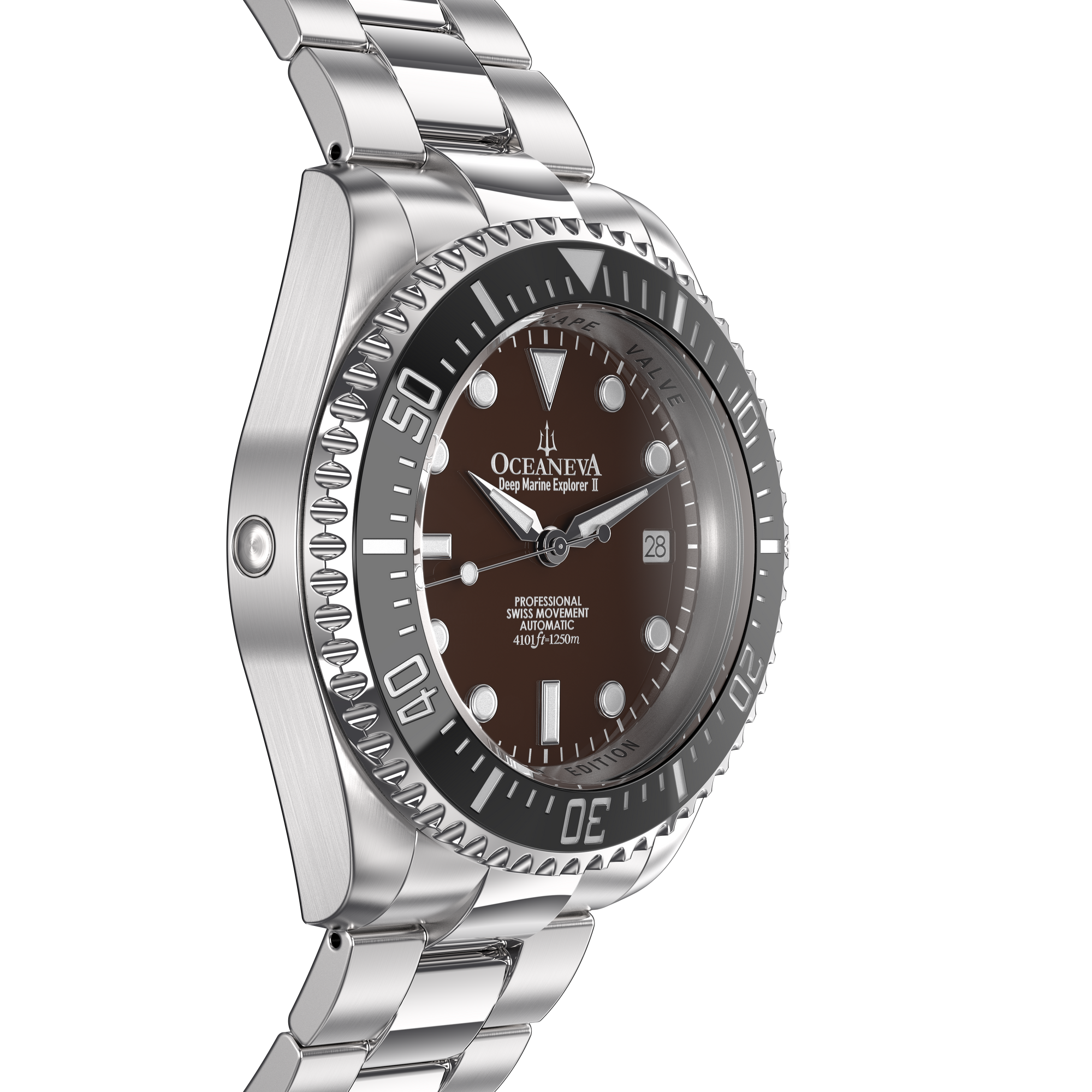 Deep Marine Explorer Swiss Automatic II Silver bezel | Brown Dial