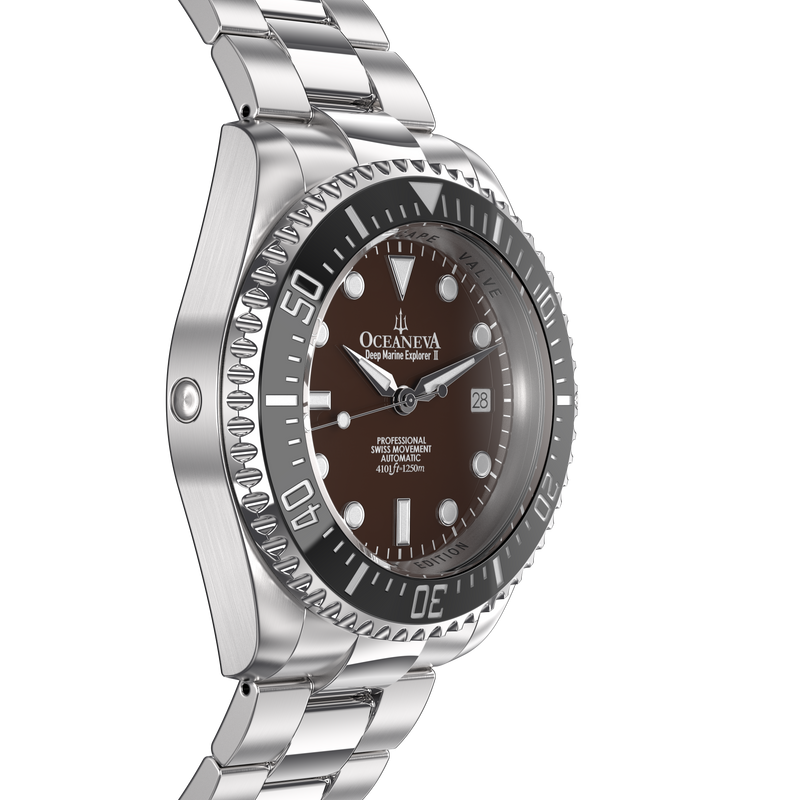 Deep Marine Explorer Swiss Automatic II Silver bezel | Brown Dial