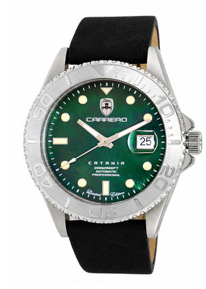 Catania MOP Silvertone-Green/ Black Green Mother-of-Pearl Dial
