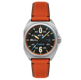 Bell X-1 Machbuster Automatic Black / Orange Hybrid leather and rubber strap | Black Dial
