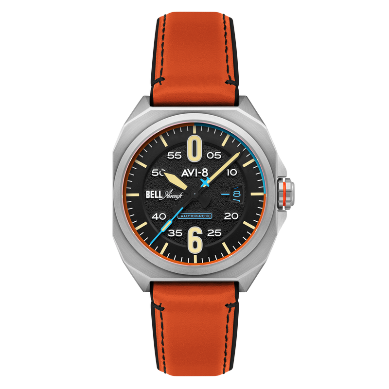 Bell X-1 Machbuster Automatic Black / Orange Hybrid leather and rubber strap | Black Dial