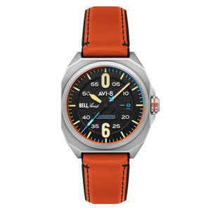 Bell X-1 Machbuster Automatic Black / Orange Hybrid leather and rubber strap | Black Dial