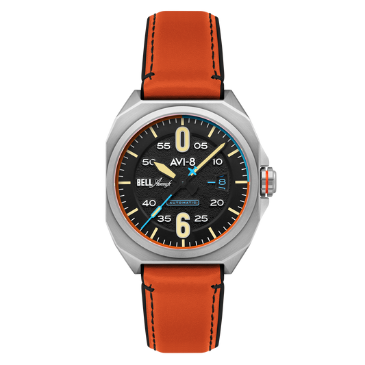 Bell X-1 Machbuster Automatic Black / Orange Hybrid leather and rubber strap | Black Dial