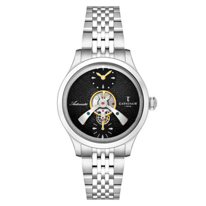 Dalton Gothic Time  / Silver Stainless Steel Bracelet Black Dial