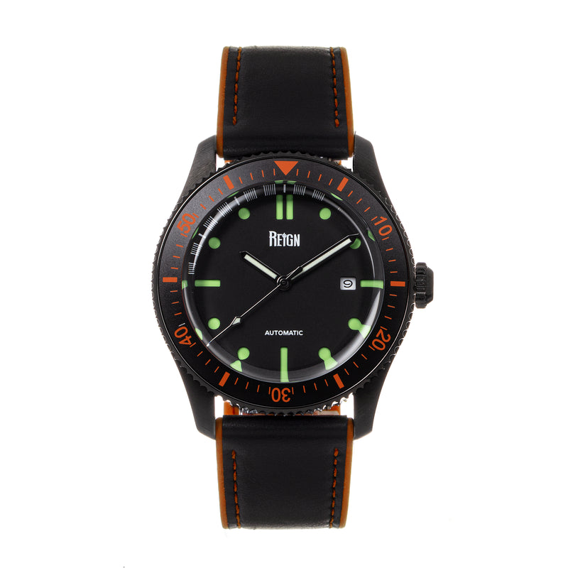 Elijah Automatic Watch W/Date Black/Orange | Black Dial