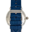 Automatic Mattias Leather Band Watch w/ Date Silver / Blue - Japan Auto Blue Dial