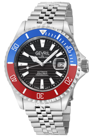 Chambers Blue Dial Stainless Steel Bracelet Blue/Red Ceramic Bezel 42mm Blue Dial