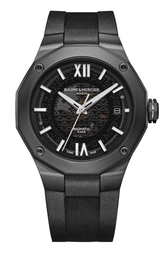 Riviera Smoked Black Skeleton / Black Rubber | Transparent Dial