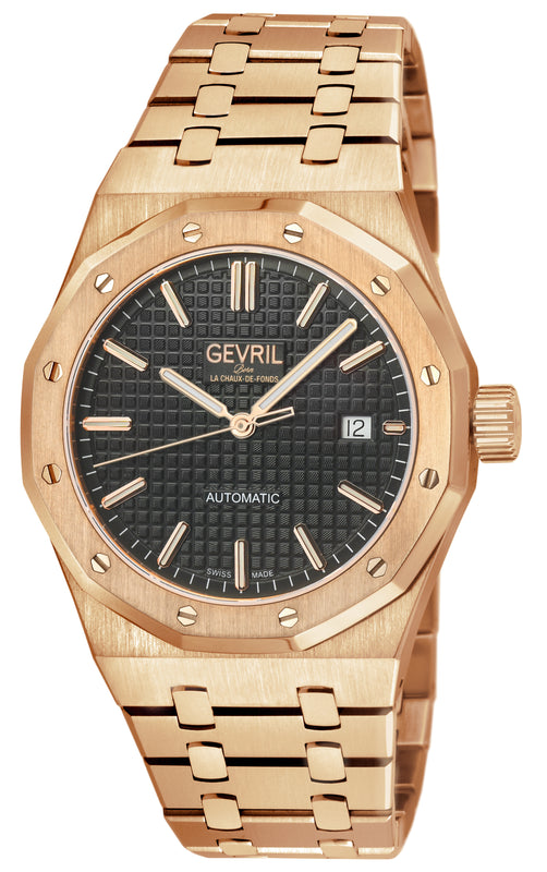 Gotham Swiss Automatic Movement, Black Embossed Dial, IPRG Bracelet | Black Dial