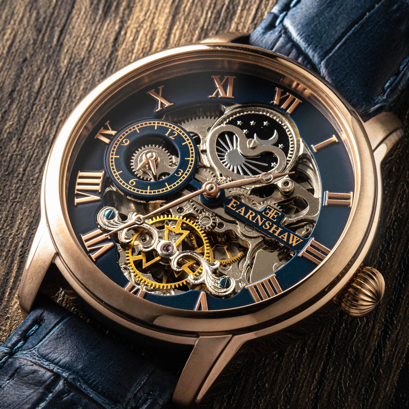 Thomas Earnshaw Longitude Automatic Skeleton Blue / Leather | Blue Dial