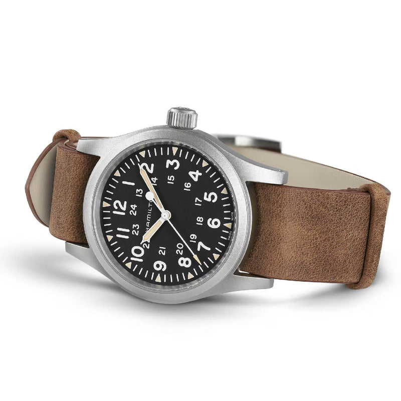 Khaki Field Black / Leather | Black Dial