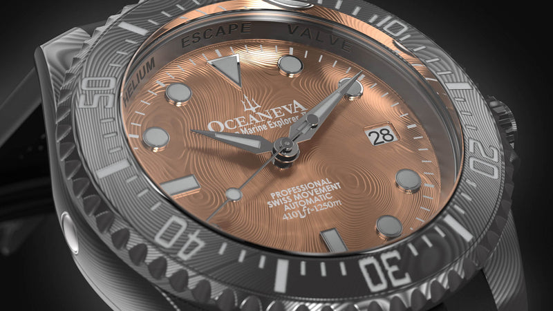 Damascus Swiss Automatic SW200 Deep Marine Explorer II Damascus/Rose Gold Damascus Dial | Rose Gold Dial