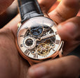 Longitude Automatic Skeleton Rose Gold / Black Leather | Rose Gold Dial