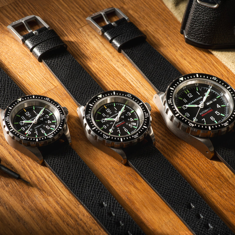 STRAP, 18mm, LEATHER, CROSS HATCH, BLACK, STEEL BUCKLE, STANDARD ITALIAN LEATHER, CROSS HATCH