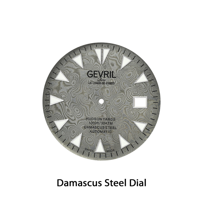 Hudson Yards -Damascus Swiss Automatic SW200-1 - Damascus Steel Gray Dial,  Unidirectional Rotating Bezel Gray Tungsten, 316L | Silver Dial