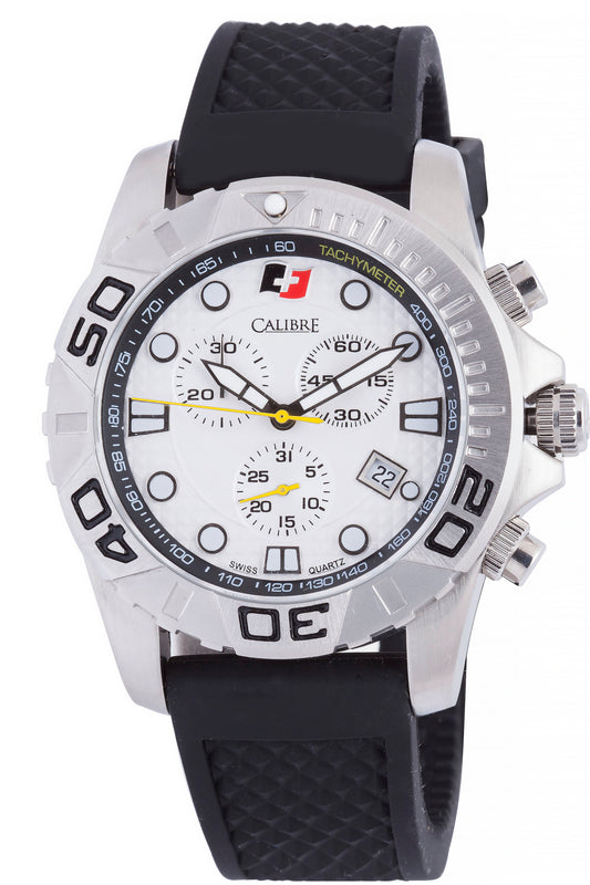 Akron White-Black Chronograph | White Dial
