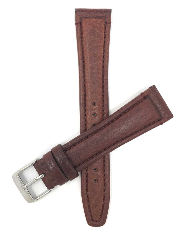 Bandini 18mm Light Brown Italian Leather Watch Band - Classic - Padded 18mm / Light Brown / Silver Buckle |  Dial