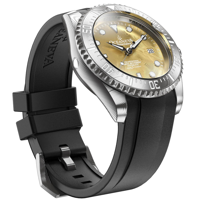 Damascus Swiss Automatic SW200 Deep Marine Explorer II Damascus/Yellow Gold Damascus Dial | Gold Dial