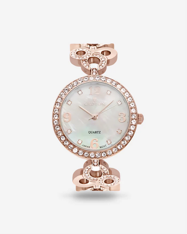 Tramonta Ladies Mother of Pearl Dial Watch with Crystal Bezel & Bracelet  |  Dial