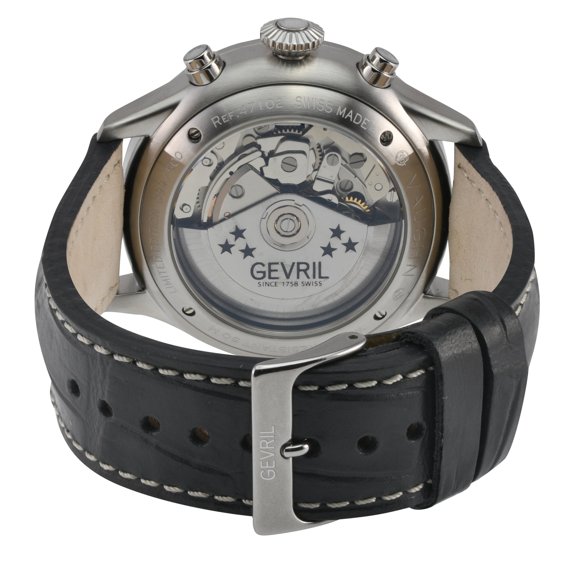 Vaughn Swiss automatic ETA 7750 pilot chronograph gray Dial, Italian Leather Strap Gray Dial
