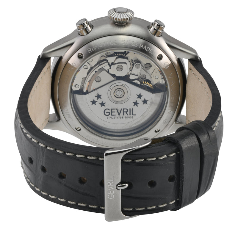 Vaughn Swiss automatic ETA 7750 pilot chronograph gray Dial, Italian Leather Strap Gray Dial