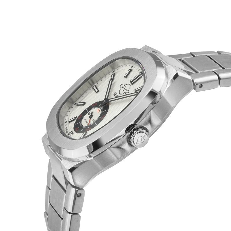Potente Silver/White ,Silver band, Swiss Automatic Dress Watch | White Dial