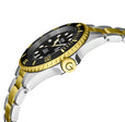 Wall Street Gevril Swiss Made SW200 Steel Rotating Bezel watch, Two toned Gold bezel, Black dial | Black Dial