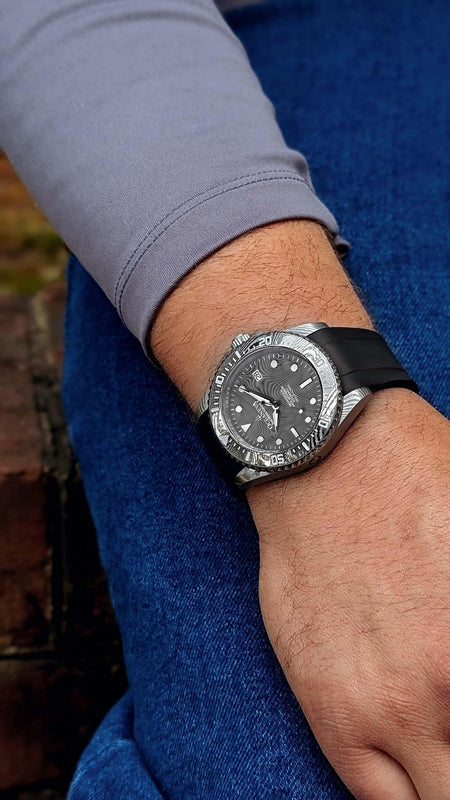 Damascus Swiss Automatic SW200 Deep Marine Explorer II Damascus/Natural Damascus Dial | darkgrey Dial