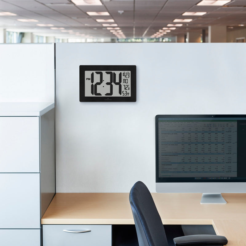 Self-Setting, Self-Adjusting, Wall Clock w/ Stand & 8 Time Zones atomic-self-setting-self-adjusting-wall-clock-w-stand-8-timezones