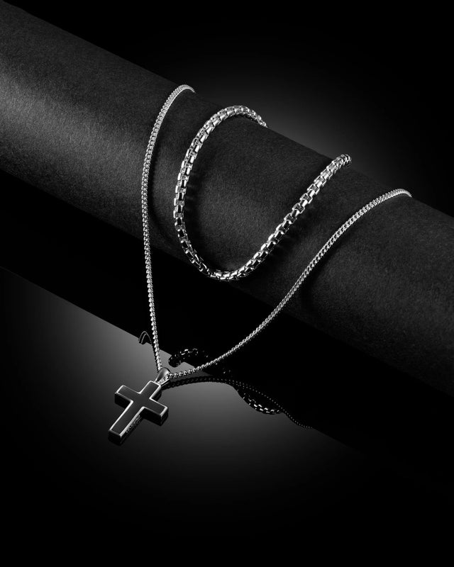 Stone Cross Pendant Black Onyx