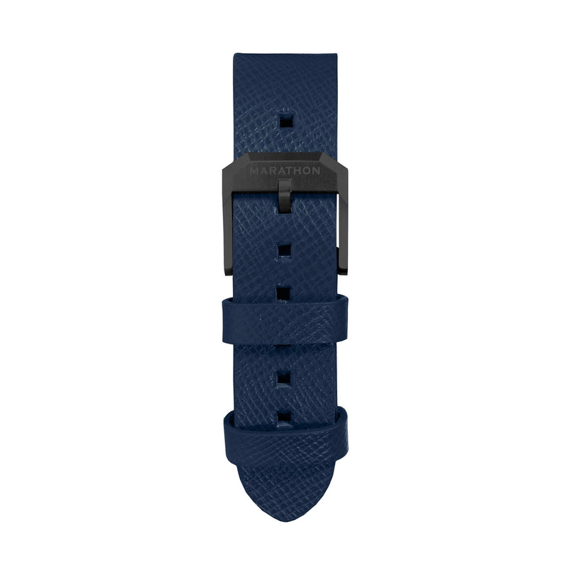STRAP, 20mm, ITALIAN LEATHER, CROSS HATCH, IP BLACK BUCKLE, ROYAL BLUE, STANDARD ITALIAN LEATHER, CROSS HATCH |  Dial