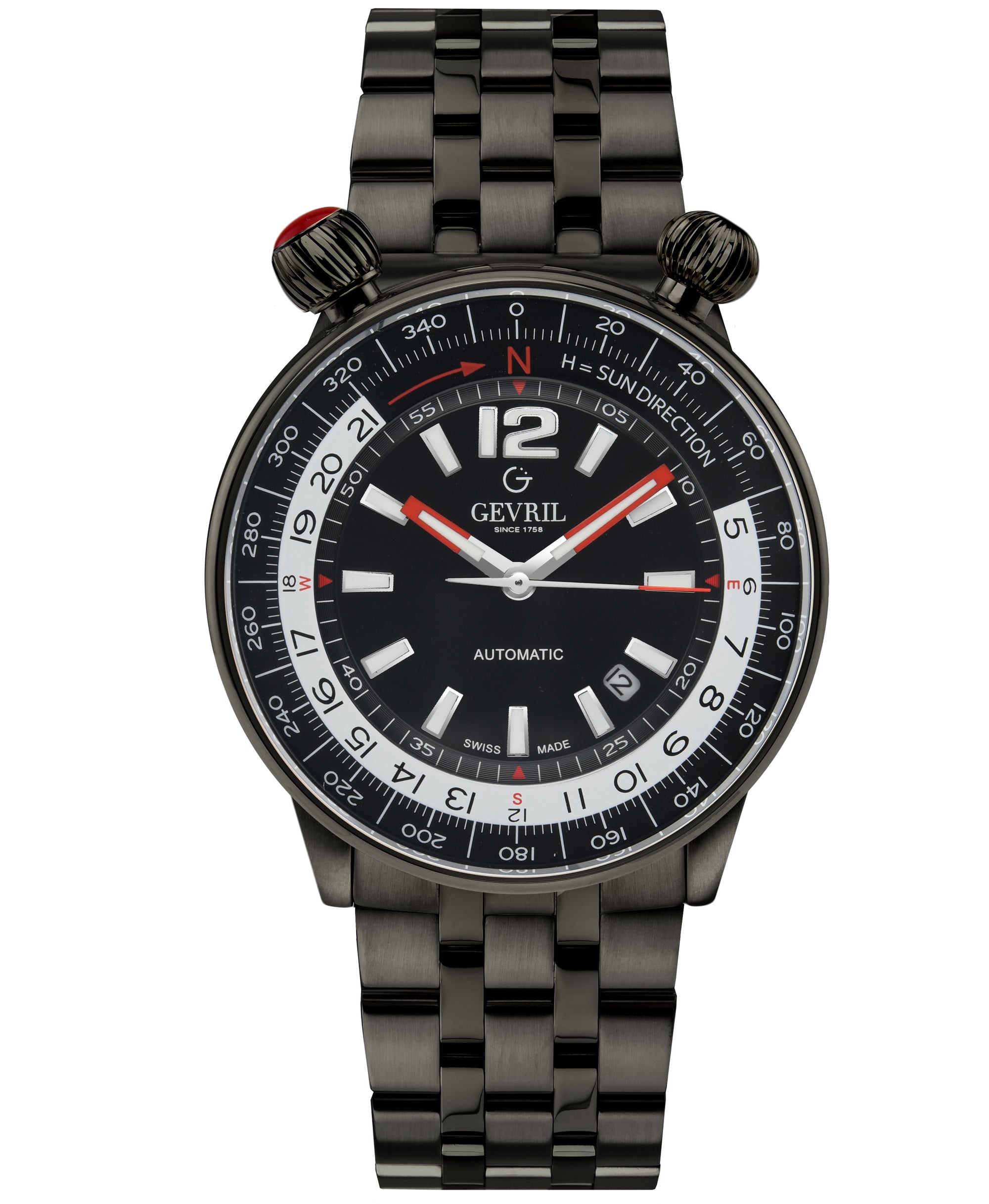 Wallabout Gevrill Wallabout Swiss Automatic Solar Compass Watch | Black Dial
