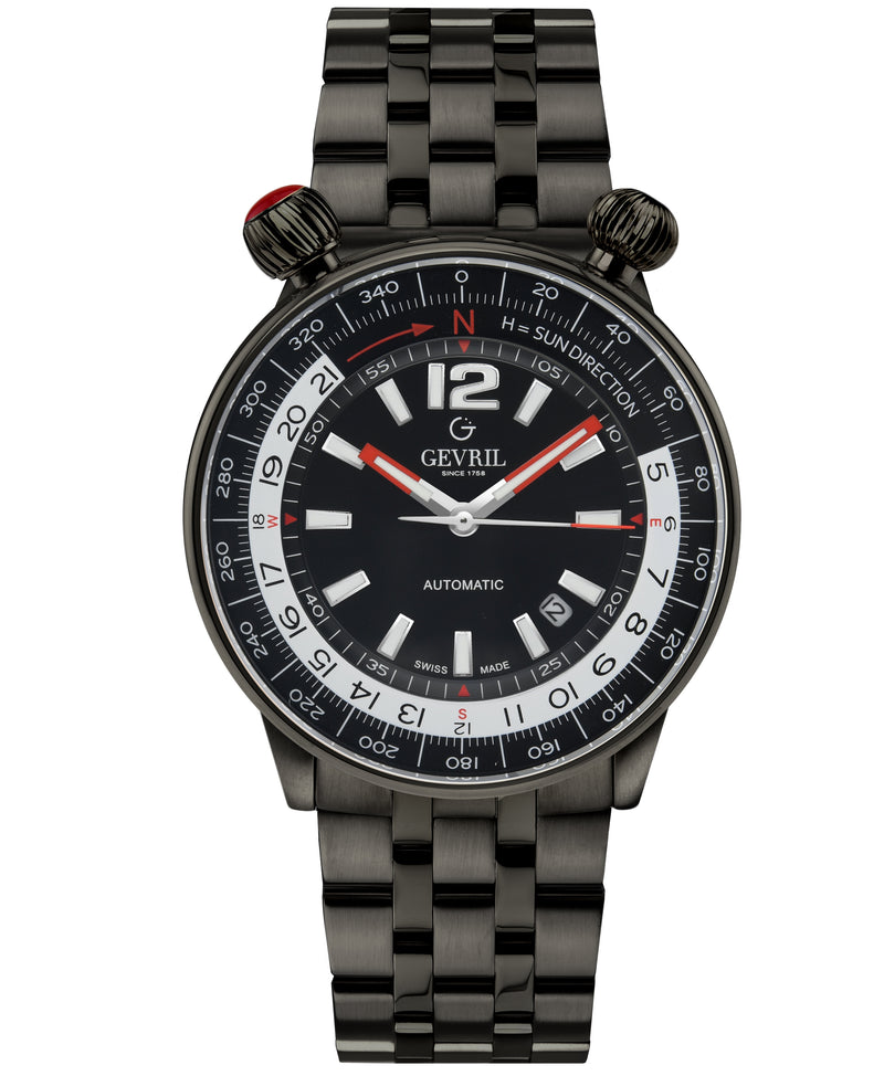 Wallabout Gevrill Wallabout Swiss Automatic Solar Compass Watch | Black Dial