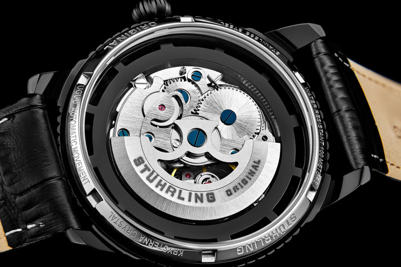 Legacy Automatic Black Skeleton Watch Black/Leather | Black Dial