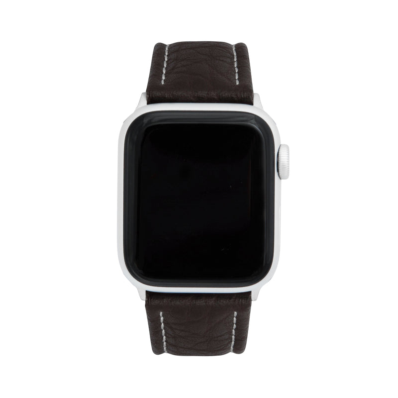 Classic Leather Buffalo Pattern Band with Stitch for Apple Watch Series 8/7/6/5/4/3/2/1/SE Brown (38mm | 40mm | 41mm) |  Dial