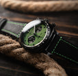 Hull Chronograph Black & Green / Leather | Green Dial