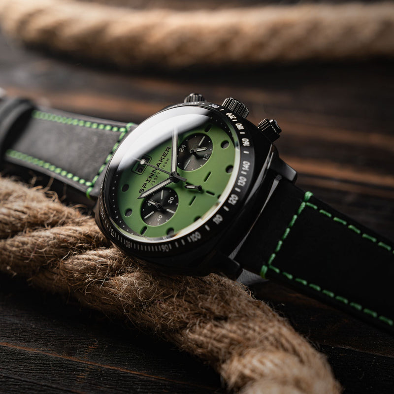 Hull Chronograph Black & Green / Leather | Green Dial