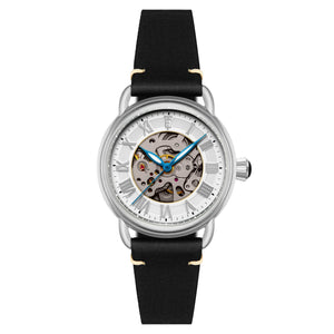 Investigator 40 Matt Silver / Black  Leather Strap Silver Dial